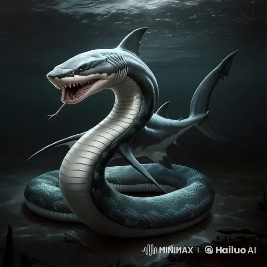 Mystical Shark-Serpent Creature in Tranquil Deep Sea – AI Generated Video | Hailuo AI