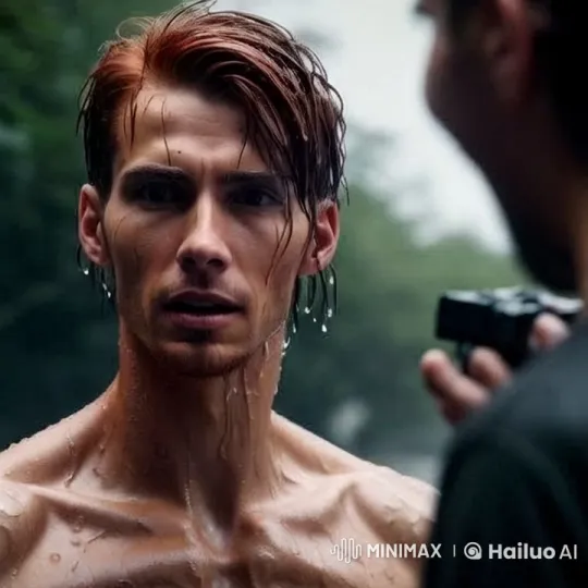 Young Man Surprised by Sudden Blood Shower – AI Generated Video | Hailuo AI