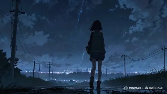 City Outskirts: Nightly Serenity and Celestial Wonders – AI Generated Video | Hailuo AI
