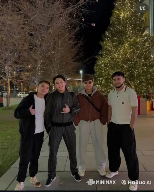 Friends Enjoying Christmas Cheer Amidst Twinkling Lights – AI Generated Video | Hailuo AI