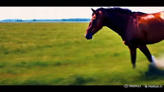 Powerful Horse Gallops Through Verdant Grassland – AI Generated Video | Hailuo AI