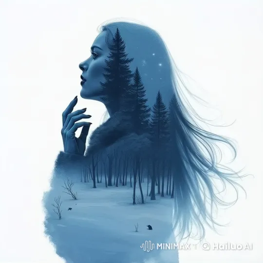 Contemplative Woman in Serene Winter Forest – AI Generated Video | Hailuo AI