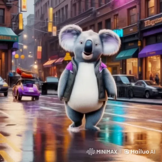 Animated Koala Dances on Bustling City Street – AI Generated Video | Hailuo AI