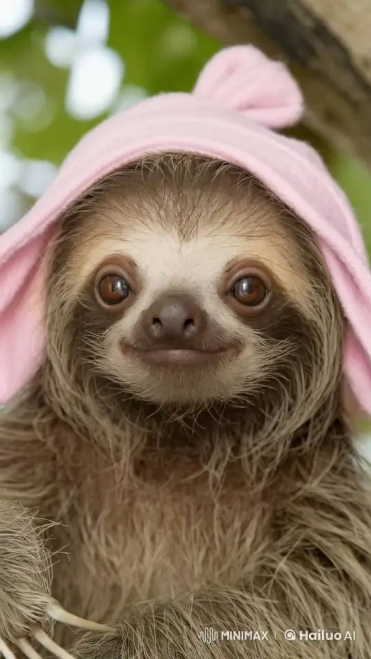 Cheerful Sloth Waves in Lush Forest – AI Generated Video | Hailuo AI