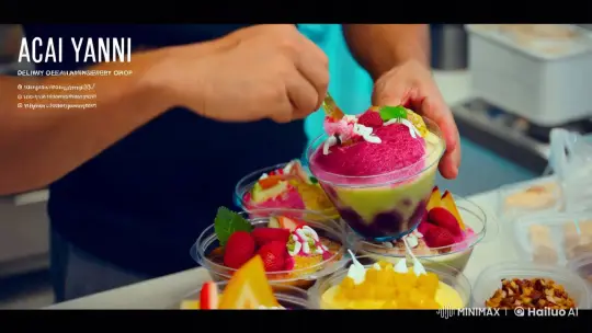 Aesthetic Showcase of Açaí YANNI's Vibrant Bowls – AI Generated Video | Hailuo AI