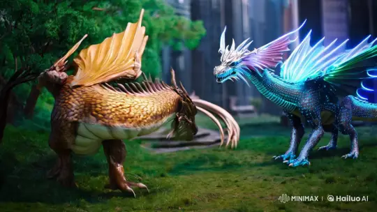 Contrasting Dragons: Nature vs. Technology in Cinematic Clash – AI Generated Video | Hailuo AI