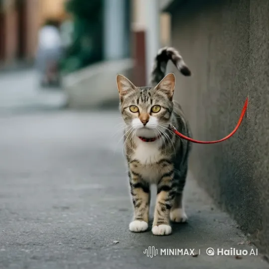 Tabby Cat Strolls Curiously, Swiftly Changes Direction – AI Generated Video | Hailuo AI