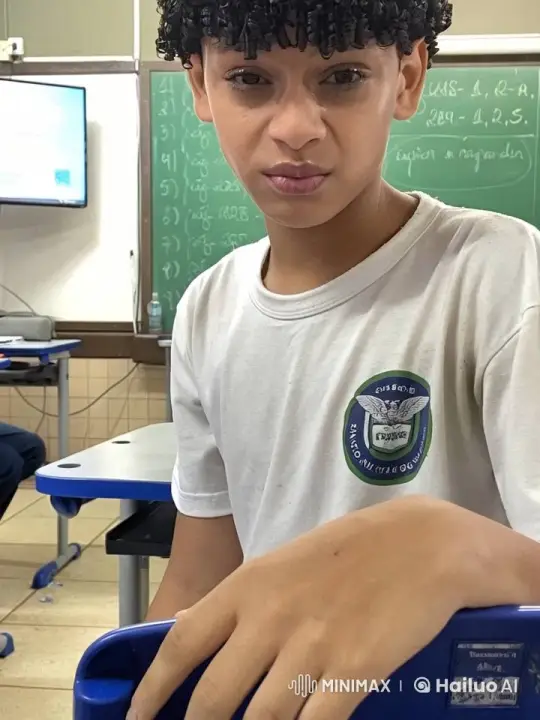 Boy and Elderly Woman Share Affectionate Moment in Classroom – AI Generated Video | Hailuo AI