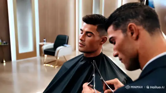 Cristiano Ronaldo Trims Messi's Hair in Luxurious Salon – AI Generated Video | Hailuo AI