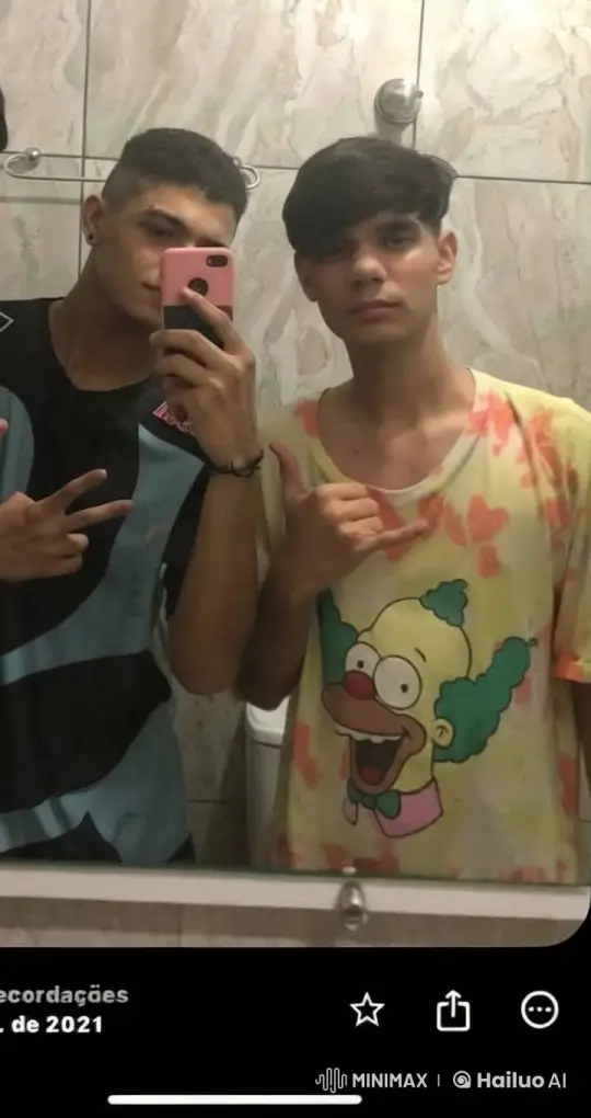 Two Young Men Share a Tender Kiss in a Bathroom Mirror – AI Generated Video | Hailuo AI