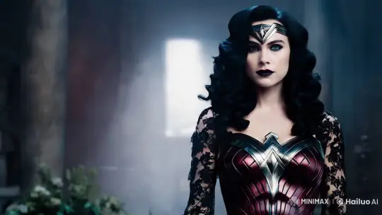 Dark Elegance: Wonder Woman in Gothic Lace – AI Generated Video | Hailuo AI