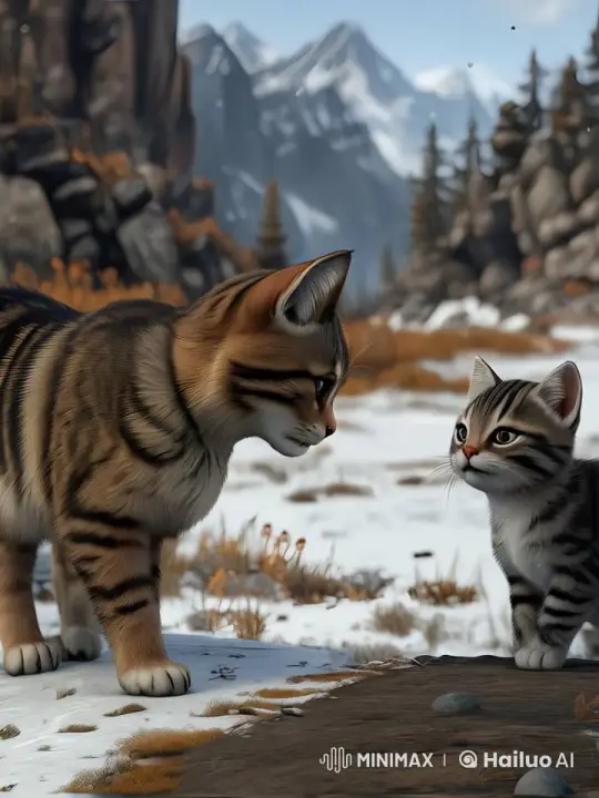 Live2D Animation: Striped Kittens in Skyrim's Snowy Tundra – AI Generated Video | Hailuo AI