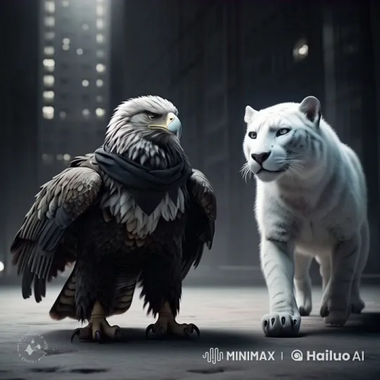 Eagle and Tiger in Urban Mystery Scene – AI Generated Video | Hailuo AI