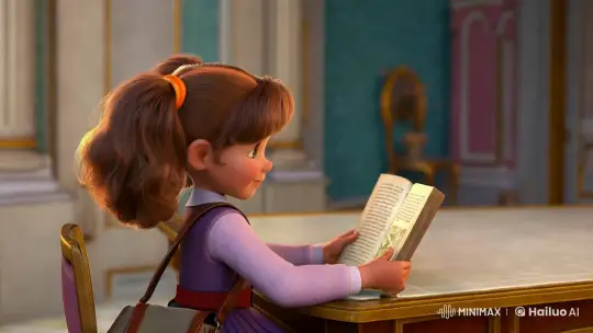 Disney-Inspired 3D Render of Happy Girl Reading – AI Generated Video | Hailuo AI