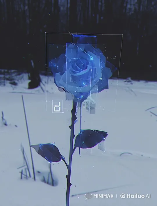 Mystical Blue Rose in Enchanted Winter Wonderland – AI Generated Video | Hailuo AI
