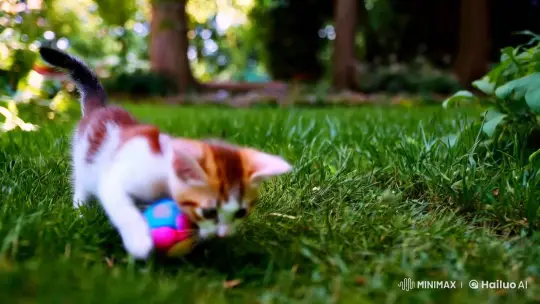 Playful Kitten in Serene Garden Setting – AI Generated Video | Hailuo AI