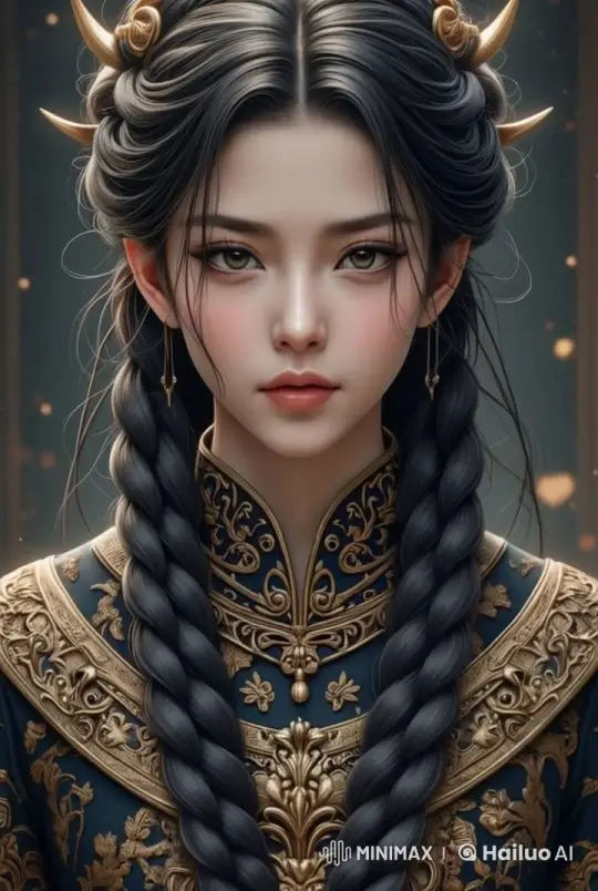 Close-up to Full-Body Reveal of Girl in Ornate Clothing – AI Generated Video | Hailuo AI