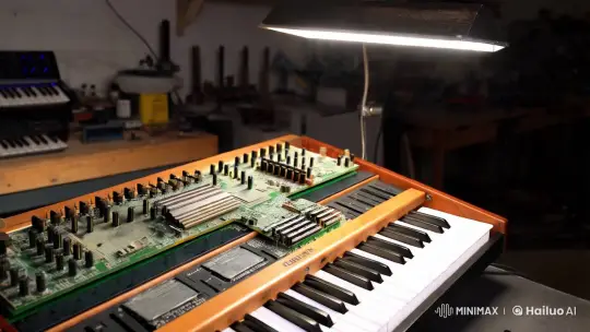 Specialist Restores Historic Electronic Keyboard's Hidden Brain – AI Generated Video | Hailuo AI