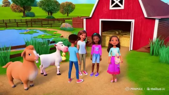Diverse Children and Animals Celebrate Friendship on a Realistic Farmyard – AI Generated Video | Hailuo AI