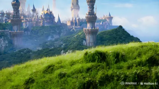 Medieval Bard Stands Amidst Enchanted Cityscape – AI Generated Video | Hailuo AI
