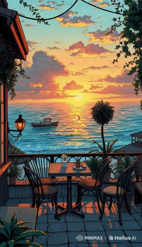 Tranquil Sunset View from a Cozy Balcony – AI Generated Video | Hailuo AI