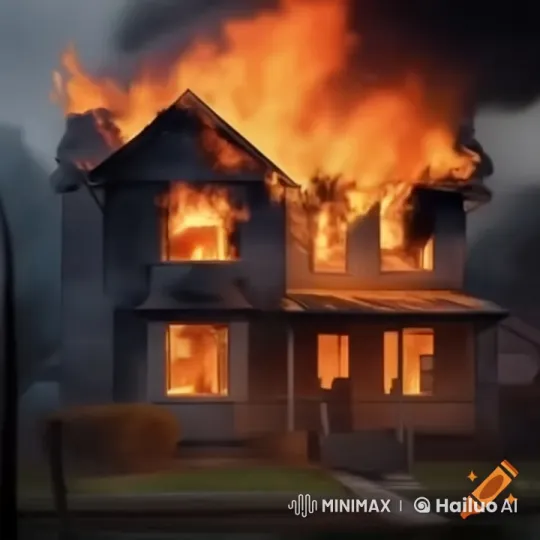 Dramatic House Fire Intensifies with Explosive Blast – AI Generated Video | Hailuo AI