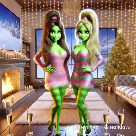 Festive Green Characters Dance by the Christmas Tree – AI Generated Video | Hailuo AI
