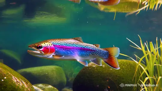 Tranquil Trout in Rainbow-Colored River – AI Generated Video | Hailuo AI