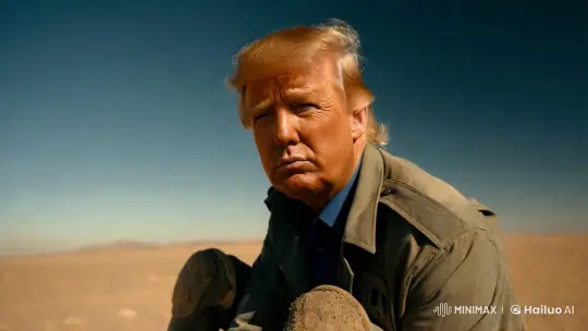 Trump in Desert: Aesthetic Study of Light and Shadow – AI Generated Video | Hailuo AI