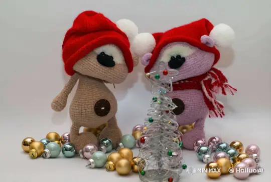Adorable Knitted Figures Celebrate Festive Christmas in Live2D – AI Generated Video | Hailuo AI