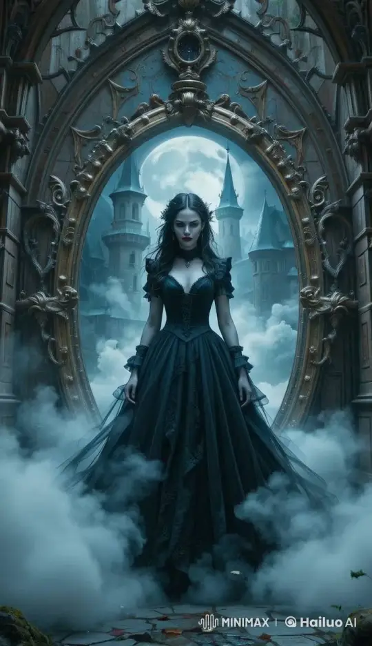 Gothic Woman in Enchanted Castle Archway – AI Generated Video | Hailuo AI