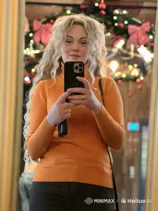 Woman Taking Selfie in Festive Decorated Room – AI Generated Video | Hailuo AI