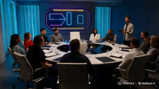 Futuristic Conference Room with Designer Presentation – AI Generated Video | Hailuo AI