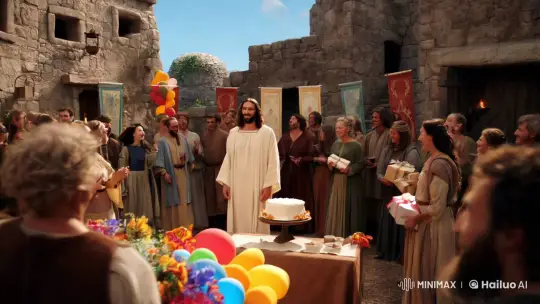 Jesus Celebrates Amidst Ancient Village Festivities – AI Generated Video | Hailuo AI