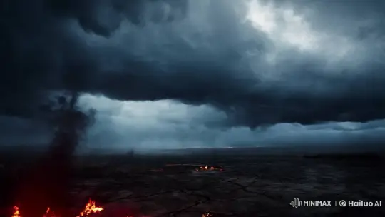 Stormy Sky and Graceful Demons in Cinematic Scene – AI Generated Video | Hailuo AI