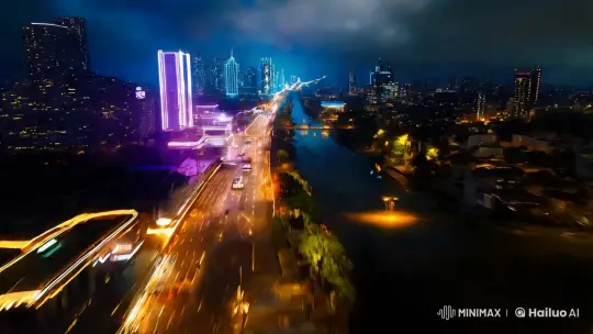 FPV Journey Through Night Cityscape to Outer Space – AI Generated Video | Hailuo AI