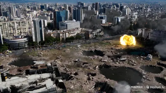 Buenos Aires in Ruins: Aerial Views of War Devastation – AI Generated Video | Hailuo AI