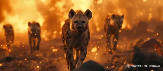 Hyenas Prowl Through Fiery Brussels Grand-Place at Night – AI Generated Video | Hailuo AI