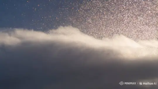 Aesthetic Dance of Glitter in a Cloudy Backdrop – AI Generated Video | Hailuo AI