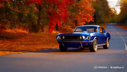 1967 Ford Mustang GT 500 on Vintage Road – AI Generated Video | Hailuo AI