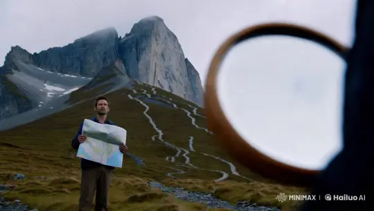 Man's Determined Ascent to Mountain Summit – AI Generated Video | Hailuo AI
