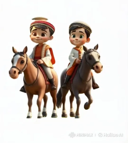 Animated Horse Race: Traditional Riders Compete – AI Generated Video | Hailuo AI
