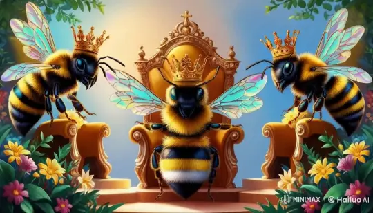 Royal Bees in Animated Discussion with Still Queen – AI Generated Video | Hailuo AI
