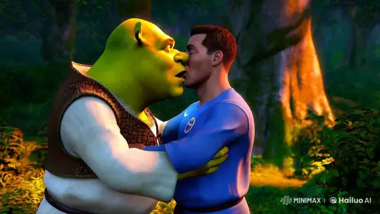 Shrek and Ronaldo's Romantic Kiss with Messi's Jealousy – AI Generated Video | Hailuo AI