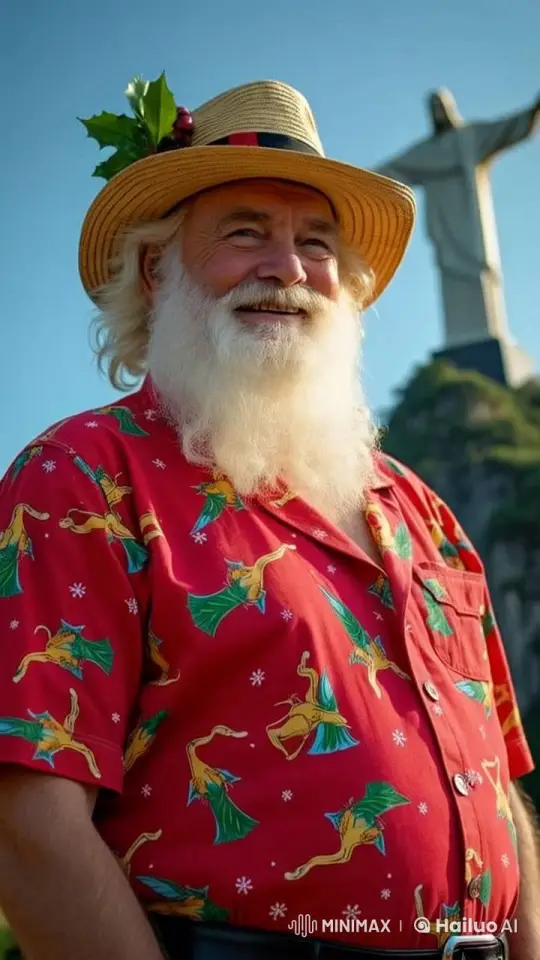 Tropical Christmas: Live2D Santa at Rio's Cristo Redentor – AI Generated Video | Hailuo AI
