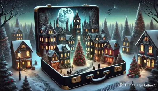 Enchanted Victorian Town with Playful Ghost in Christmas Scene – AI Generated Video | Hailuo AI