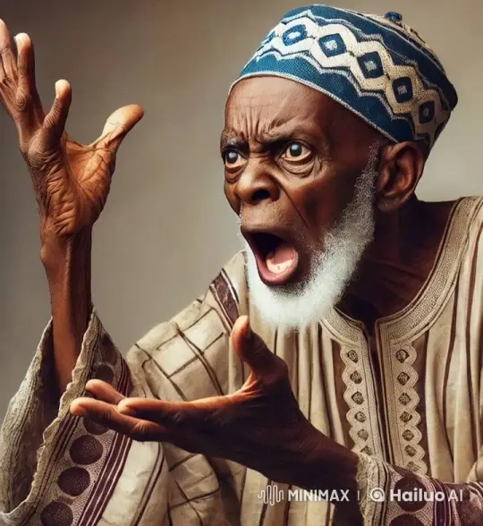 Elderly Man Expresses Intense Emotion in Traditional Attire – AI Generated Video | Hailuo AI