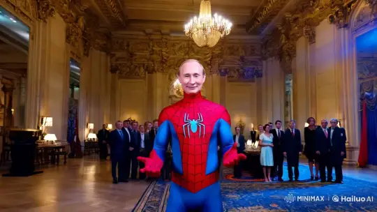 Putin in Spider-Man Suit at Opulent Ceremony – AI Generated Video | Hailuo AI