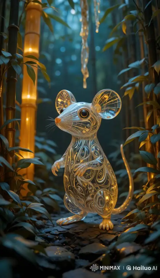 Mechanical Mouse Explores Enchanted Bamboo Forest – AI Generated Video | Hailuo AI