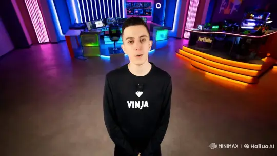 Ninja Showcases Fortnite Dance in Futuristic Gaming Studio – AI Generated Video | Hailuo AI